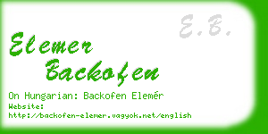 elemer backofen business card